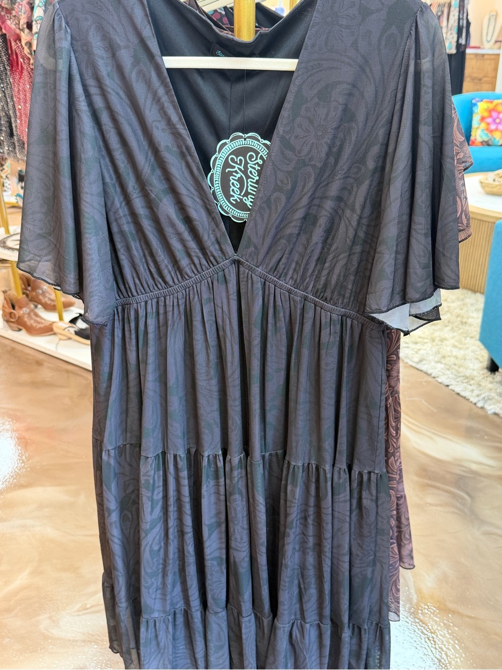 Etta Mae Black Tiered V-Neck Maxi Dress
